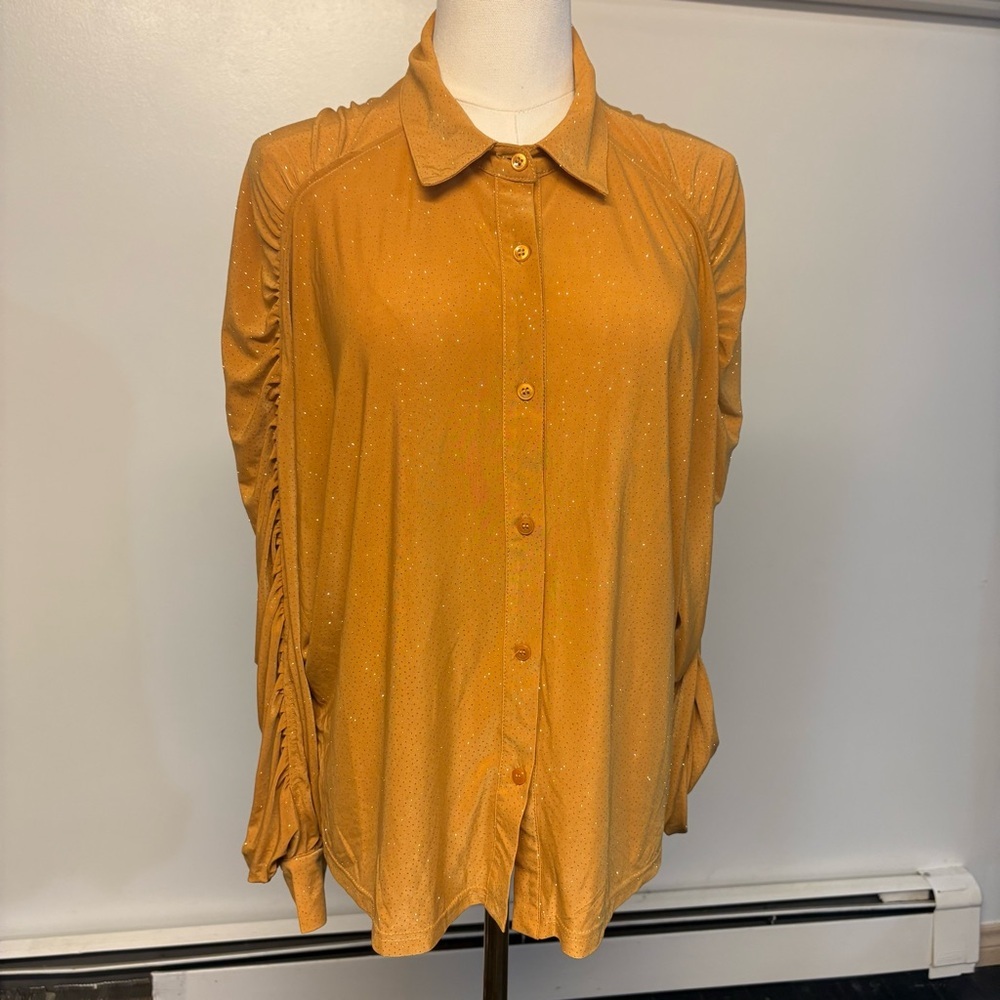 Women's Mustard Button-Up Top